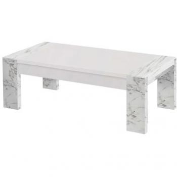 PRAVA Table basse blanche effet marbre L130