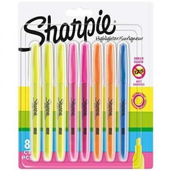 8‑teiliges Sharpie Pocket Textmarker‑Set – Keilspitze, sortierte Fluoreszenzfarben