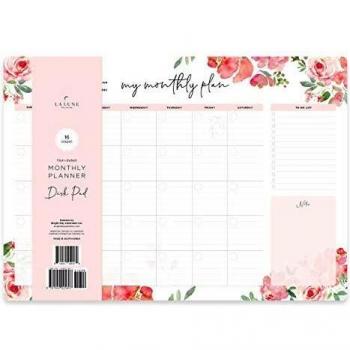 Non-Dated Desk Pad Blotter Office Calendar La Lune Collection by Bright Day, 16 Month 15.5 x 11 Inch, Floral Monthly Organizer Check List