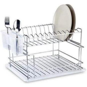 Escurreplatos doble de acero inoxidable