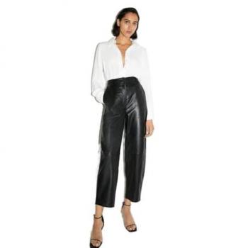 Real Leather Barrel Leg Trouser
