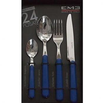 Set di posateria 24 pezzi in acciaio inox Eme Brio blu 55