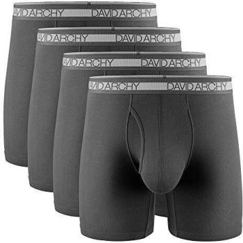 David Archy Premium Herren Boxershorts Baumwolle Langes Bein mit Kegel­loch 4er Set