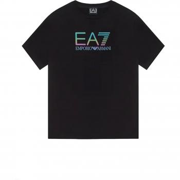 Camiseta de algodón negra EA7