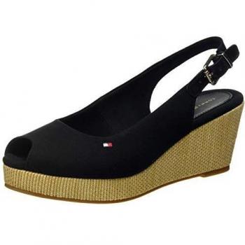 Tommy Hilfiger Elba Sling Back Wedge, Sandali Donna, Nero