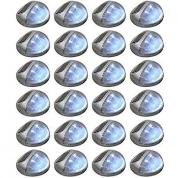 24 pcs Round Silver Solar LED Wall Lights