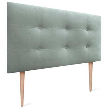 Cabecero Acolchado Capitone Tapizado en Tela Acualine Verde Agua 8cm Grosor 110x115cm con Patas para Camas de 80/90/105 cm