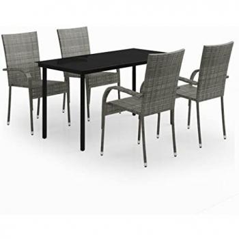 5-tlg. Essgruppe für den Garten Grau und Schwarz
