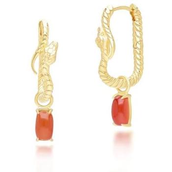 Sterling Silver Carnelian Snake Dangle Hoops – Gold Finish