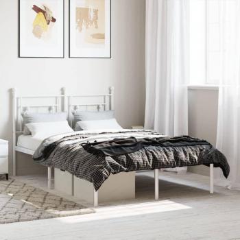 Metal bed frame without mattress, with headboard, white, 120 cm x 200 cm (vidaXL)