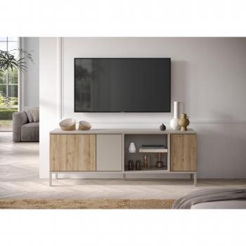 Lowboard TV‑Schrank Gent 160 cm – Push‑to‑Open mit 3 Türen und 2 offenen Fächern