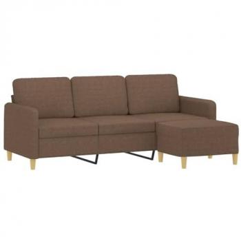 Sofa triplo con tavolo integrato marrone 180 cm, tessuto