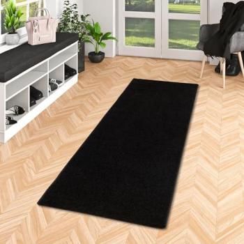 Couloir Tapis Long Noir Snapstyle Cottage 80x160 cm – Poils Longs