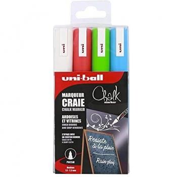 Kreidemarker PWE-5M von Uni-ball – 4er Farbsortiment in Etui