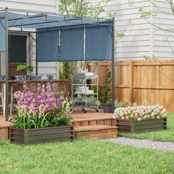 Outsunny 2pc Galvanised Steel Planter Box