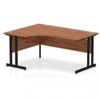 Impulse Left Crescent Desk 1600mm Walnut Top Black Cantilever Leg