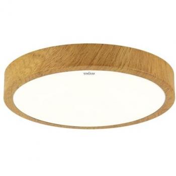 Licht-Erlebnisse LED Deckenlampe Metall Ø 48 cm rund IP44 Holz (Eiche) neutralweiß 4100 K 2520 lm