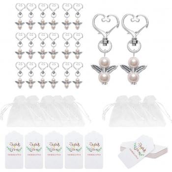 Angel Wing Keychain Favors for Weddings and Birthdays, 20pcs