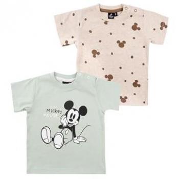 United Labels® Disney Mickey Mouse Baby Kurzarm T-Shirt 2er-Pack – Gr. 76/80, Mint/Beige