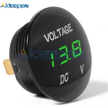 DC5V-48V Mini‑Voltmeter für Fahrzeuge – rund, wasserdicht, LED‑Anzeige