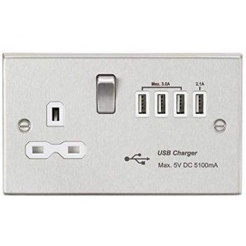 Knightsbridge 13A Socket with Quad USB Charger (5.1A)