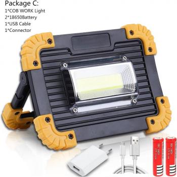 100W Rechargeable COB LED Work Light Waterproof 4-Mode Emergency Floodlight for Camping