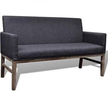 Dark Grey Vida XL Rubberwood Bench, Soft Fabric Padding