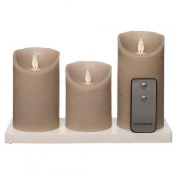 3x LED kaarsen Taupe met oplaad
