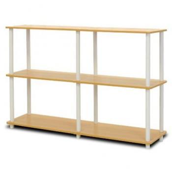 Furinno 3-Tier Double Size Storage Display Rack, Beech/White