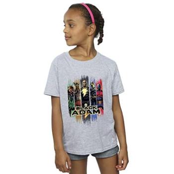 Girls’ Black Adam JSA Full Squad Cotton Tee – 12‑13 Year‑Olds (Grey)