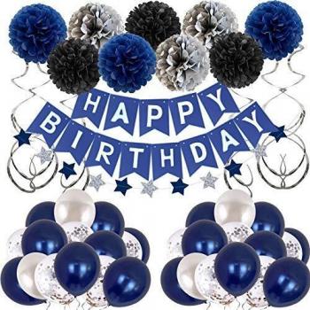 Party Starter: Navy & Silver Birthday Balloons