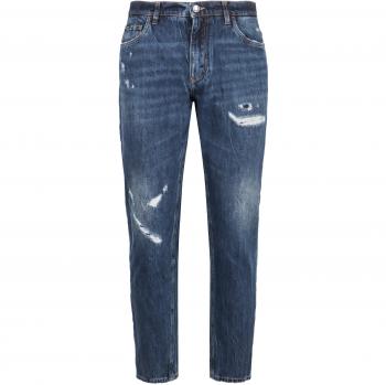 Dolce&Gabbana Jeans Uomo Cinque Tasche Blu Distressed 48