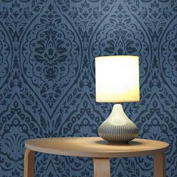 Papier Peint Rayures Élégantes Bleu Baroque