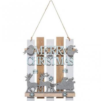 Pendentif de Noël en Bois MERRY CHRISTMAS 24 cm