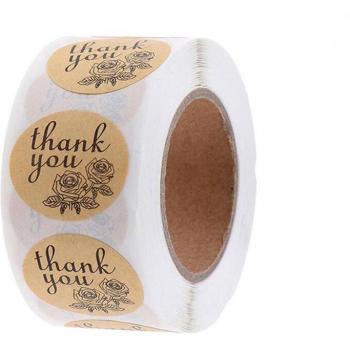 Étiquettes rondes Merci en papier doré 500 pièces