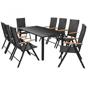 VidaXL Outdoor Set: Polyrattan Stühle und Tisch in Glasrahmen