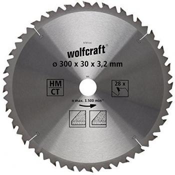 Wolfcraft Lame à 28 Dents, Diamètre 300 mm – Carbure de Tungstène – Réf. 6741000