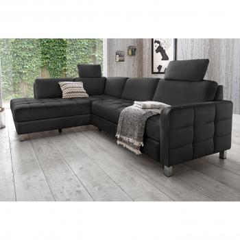 Pablo L‑Form Ecksofa von SIT&MORE – Sofas in Schwarz, optional Bettfunktion
