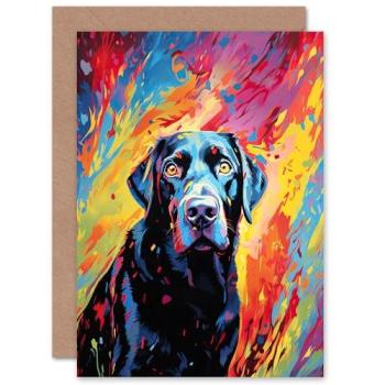 Paws & Palette: Colorful Retriever Greeting Card