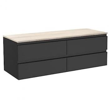 Mueble Lavabo Double Sorrento 120 cm, Madera Neva y Toque Negro
