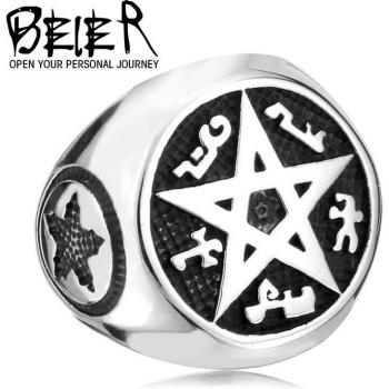Bague Punk en acier inoxydable 316L pour homme, motif pentagramme, bijoux de fête, LLBR8-165R