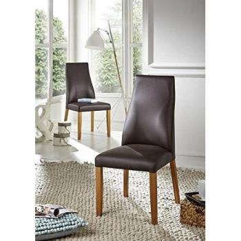 Berlin Stuhl „Madras“ – massiver Wildeichenholz, Lederbraun #102