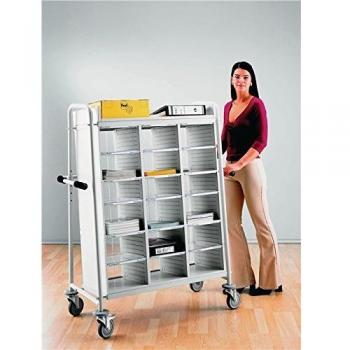 NORDWEST Bürowagen 18‑Fach-Set – Post & Akten – Stahlrohr in hellgrau