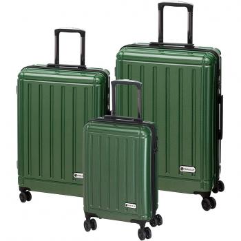 HALIFAX 4‑Rad Trolley SET CHECK.IN – 3‑teilig, 8 % Carbon Grün, grün