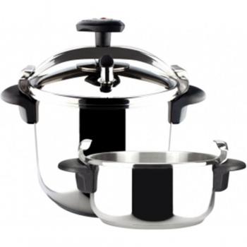 IMAGEFESA ® Star Recta Olla a presión rápida de 4 y 6 litros, fácil uso, acero inoxidable 18/10, para todo tipo de cocinas, incluido inducción, fondo termo difusor,