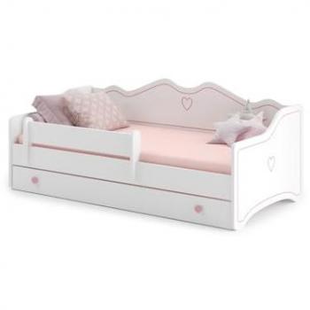 Lit enfant Emma rose 180x80 avec barrière et sommier