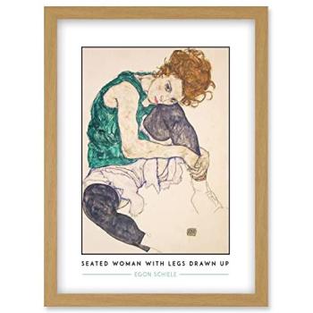 Artery8 Egon Schiele Seated Woman With Legs Drawn Up – A4 Framed Wall Print in Light Oak