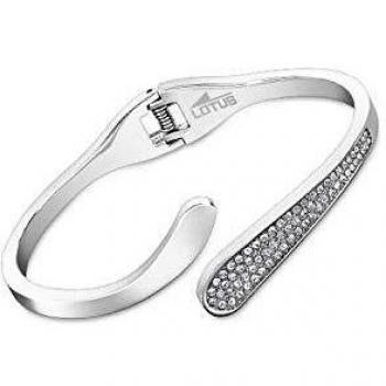 Bracelet Lotus Style en acier poli avec strass scintillants