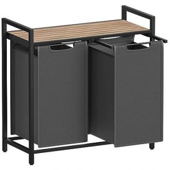 Laundry Sorter with Pull-Out Bags, Camel Brown and Grey