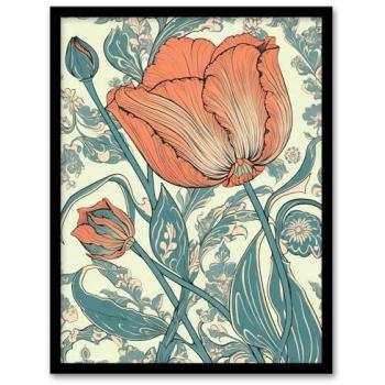 William Morris Tulip Palette: Teal, Coral, Spring Freshness